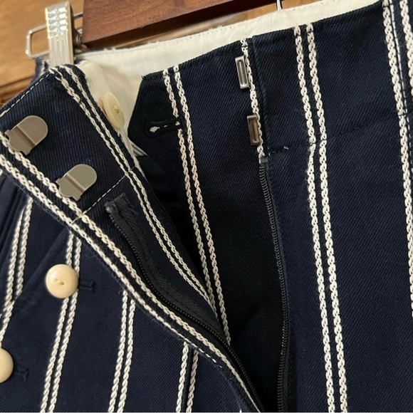 J Crew Sailor Crop Pants Womens size 8 / Navy Blue White Strips / Pocket - Picture 2 of 7